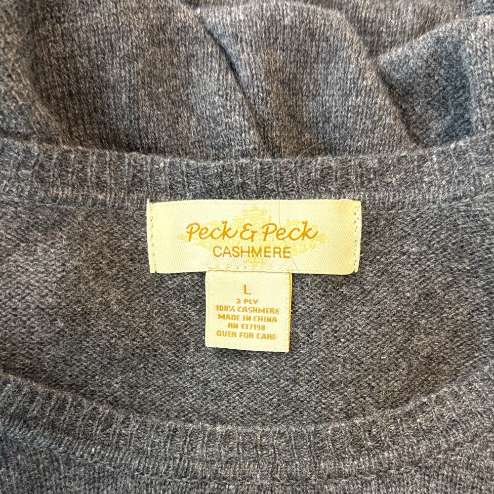 Peck & Peck 100%‎ Cashmere Women's Black Sweater Top L - Picture 9 of 9